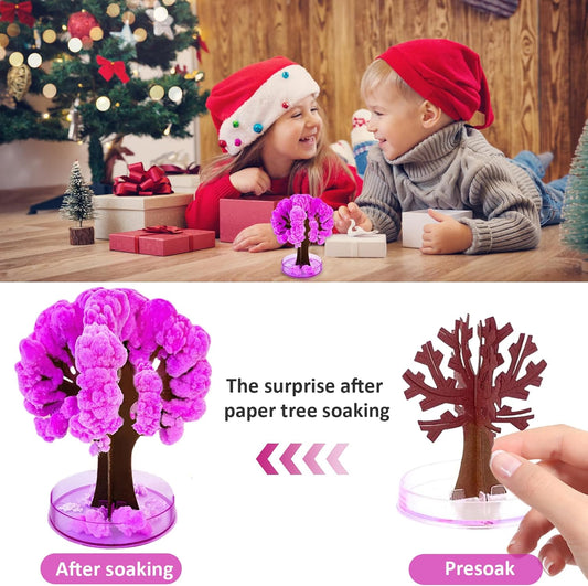 2Pcs Crystal Growing Tree with 3 Potions Mini Paper Crystal Growing Kit for Kids Creative Educational DIY Science Kit for Desk Bookshelf Home Classroom Decor