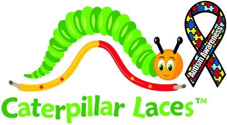 Caterpillar Shoe Laces - Learn to tie shoes fast and easy - Bi-colored, Holds Shape, Printed Guide (Laces Only)