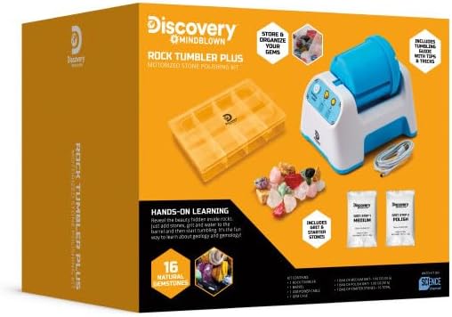 Discovery™ Rock Tumbler Starter Kit – Stone Polishing Set with Rocks, Grit, Gem Case| STEM Science Project Kit for Kids & Beginners| Cool Toy for Boys & Girls Ages 8+
