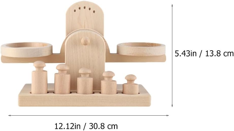 Wooden Balance Scale Toy Set for Kids - Educational Math Balance Beam with Pan Scale - Stem Learning Toy for Preschoolers and Toddlers