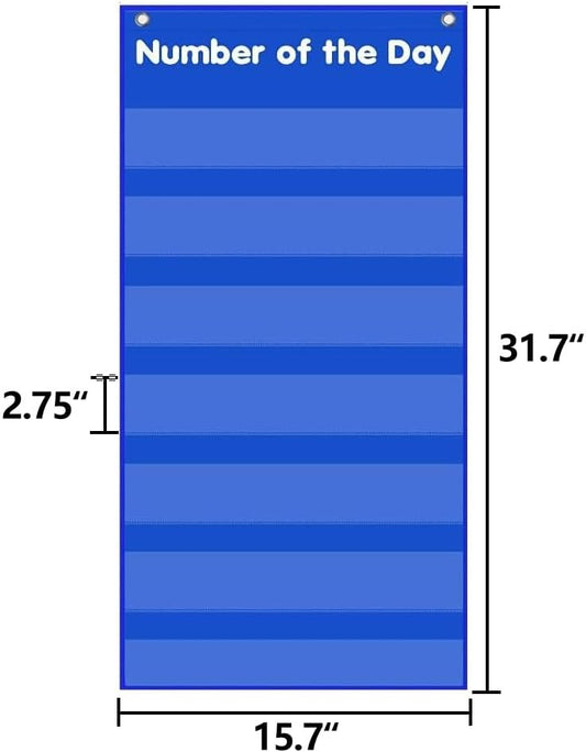 Mewise Number of The Day Pocket Chart,Math Number of The Day Pocket Chart with Dry Erase Cards for Math Skill/School/Homeschool/Learning Center