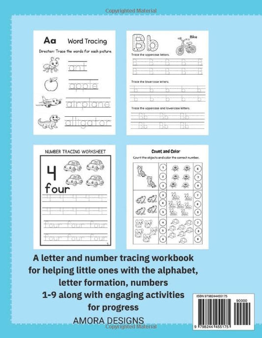 ABC and 123 Tracing Workbook: Letter and Number Practice Activity Book