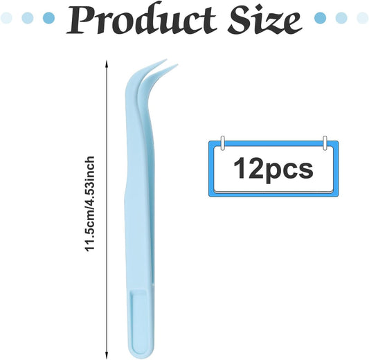 Ymapinc 12 Pcs Plastic Tweezers for Crafting, Bead Craft Tweezers, Plastic Tongs, Art Tweezer for Jewelry Making,Crafts & Baking