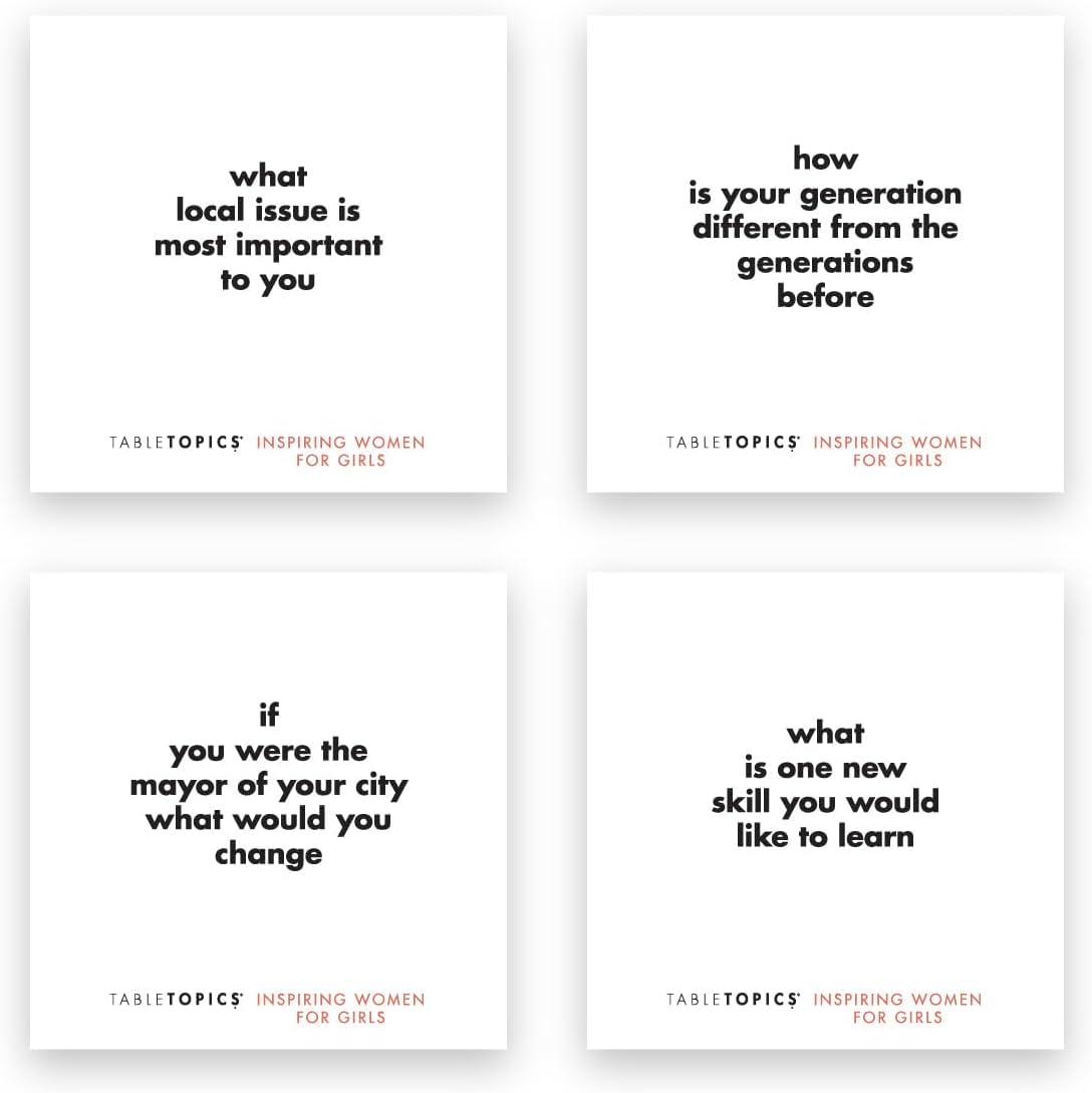 TableTopics Inspiring Women for Girls Question Card Game - 135 Conversation Starter Cards for Young Women to Use in School, with Family at Dinner Table, at Game Nights, & at Sleepovers