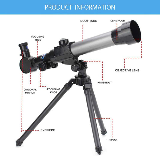 JTLB Telescopes for Kids Beginners 60mm HD Refractor Telescope for Astronomy Starter Scope with Tripod (Assorted Color)
