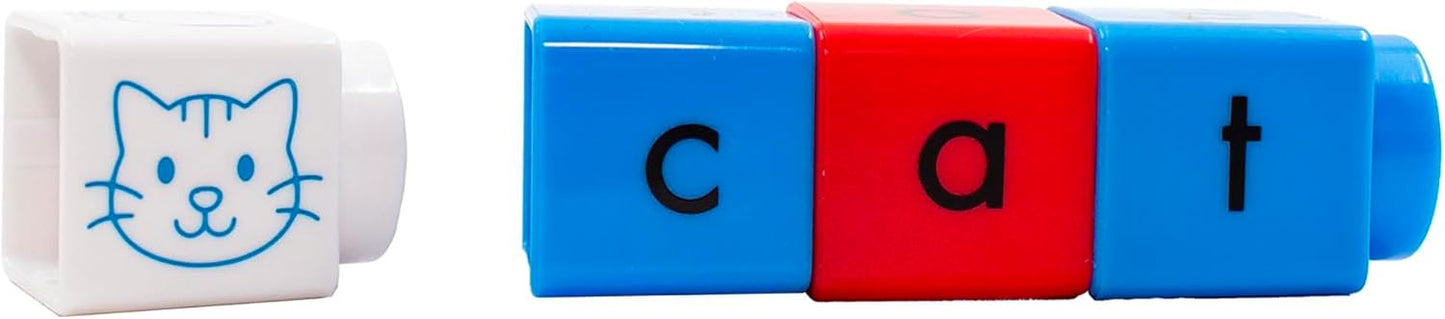 Junior Learning: Rainbow Phonics - CVC Blox Set - 70 Color-Coded Blocks, Children's Build & Learn Set, Consonants, Turnable Short Vowels, Picture Blox