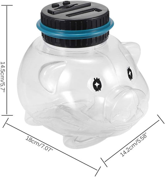 Electronic Piggy Bank for Kids Adults, Digital Counting Money Jar, CoinCounter Machine with LCD Counter, Clear Pig Shaped Piggy Bank for Boys (As Shown)