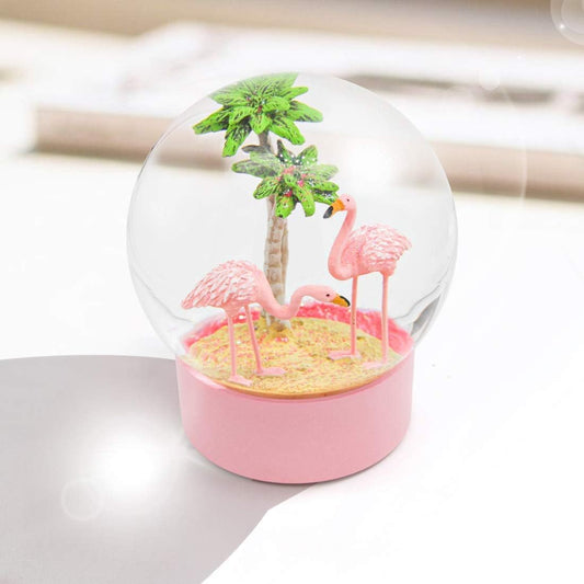 ANGELLOONG Pink Flamingo Snow Globe for Kids Girls, Originality 3D Flamingo Glitter Glass Snow Globes for Adults Women Christmas Valentines Home Decor, 100MM