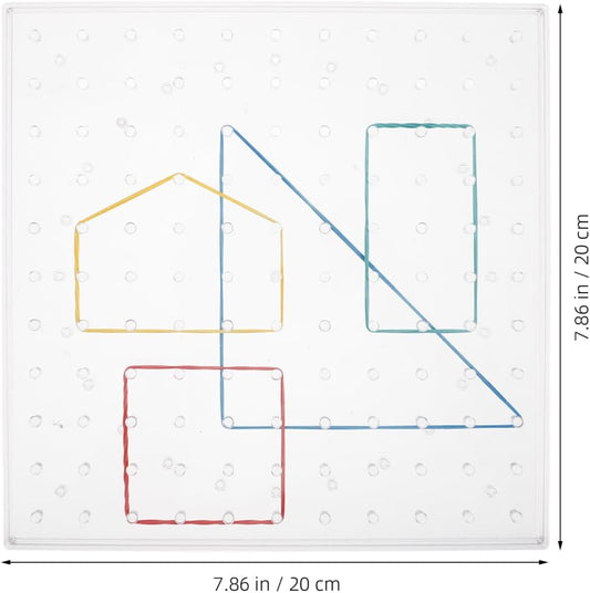 SUPVOX Double-Sided Geoboard 7.87 Inch Kids Educational Toy with 20 Rubber Bands for Math Learning Geometry Crafting Classroom and Homeschool