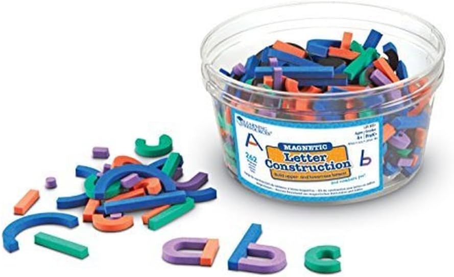 Learning Resources Magnetic Letter and Number Construction Set, Soft Foam Magnetic Shapes, Uppercase and Lowercase Letters, Teaching Aids, 262 Pieces, Grades PreK+, Ages 4+