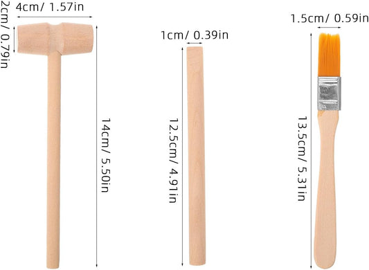 Dinosaur Digging Tools Kit with Wooden Hammer Chisel Brush for Kids Stem Educational Excavation Toy Gemstone Dig Kit Learning Set