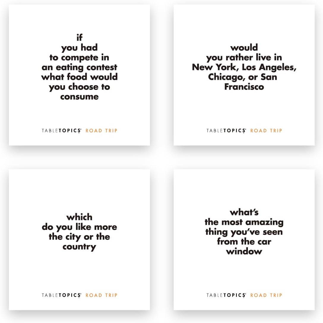 TableTopics Road Trip to Go Conversation Cards for Families, 40 Questions for Fun & Connection with Kids in The Car, During Travel, & Game Night, Roadtrip Essential, Stocking Stuffer