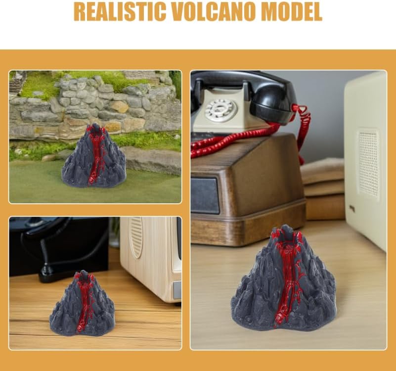 MERRYHAPY Realistic Mini Volcano Model with Erupting Lava Effect for Kids Science Experiments Classroom Demonstrations and Desktop Volcano Decoration 3.14X2.75X2.36In