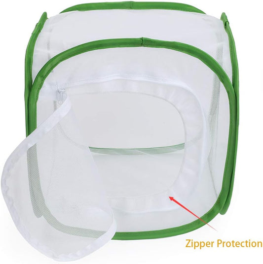 RESTCLOUD Insect and Butterfly Habitat Cage Terrarium Pop-up 24 Inches Tall with Zipper Protection
