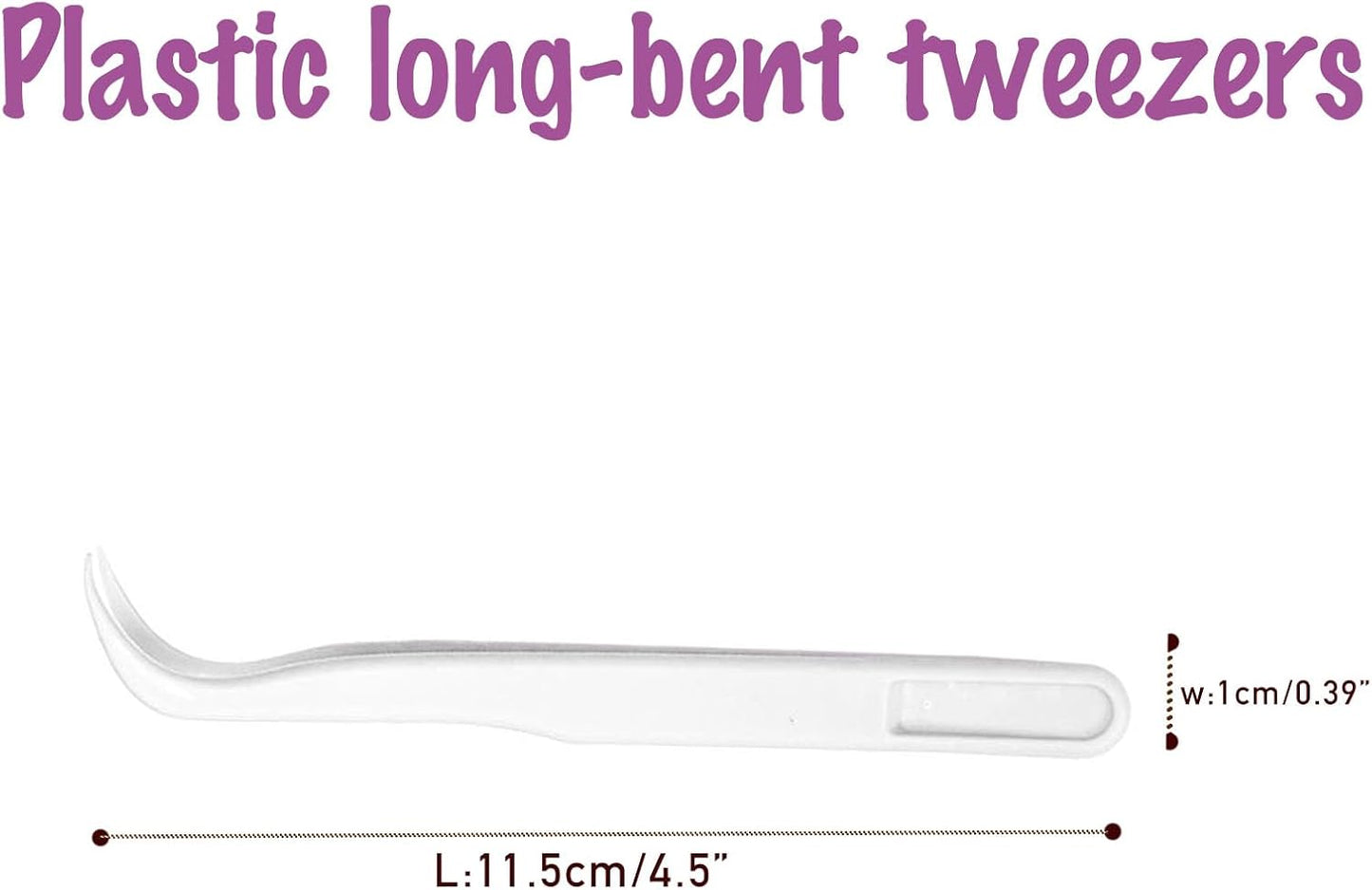 12 Pack 4.5 inches Plastic Tweezers for Kids Crafts for DIY Jewelry Making, beads bracelets, Baking Decoration, Reptile Feeding, Disposable Eyelashes Stickers Tweezers Bulk