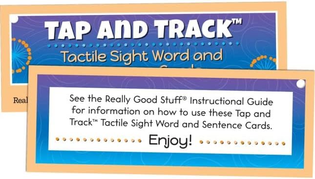 Really Good Stuff Tap and Track Tactile Sight Words and Sentence Cards - 100 Cards, Ages 5-7, Kindergarten and Up, Phonics Activity, Reading Game, Flash Cards, Learning