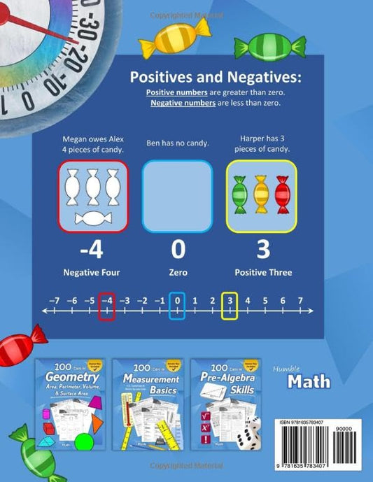 Humble Math – Positive and Negative Numbers: Add, Subtract, Multiply, and Divide Negative Numbers Workbook – 100 Days of Practice Problems (Answer Key ... KS3, Grades 5-8, Middle School (Integers)