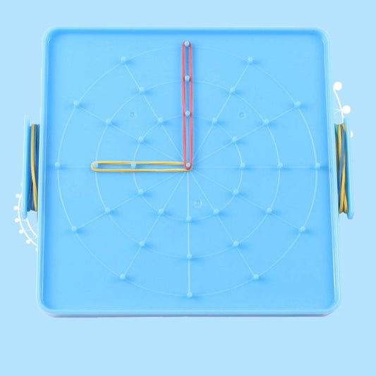Cuteam Nail Board, 16x16cm Double Sided Geoboard Nails Peg Board Elastic Bands Kids Teaching Aids