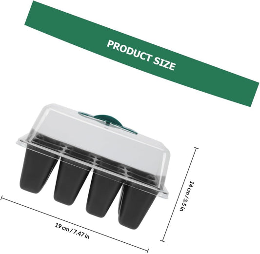 Luxshiny 3pcs Plant Nursery Box with Lid 12-Cell Seed Germination Tray for Garden and Vegetable Planting, Plastic Sprouting Container with Butterfly Clasp, Greenhouse Growing Supplies