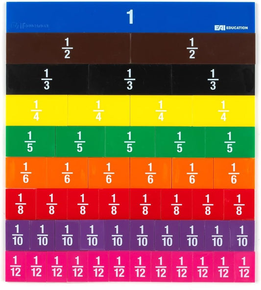 EAI Education Fraction Tiles with Tray: Numbered - Set of 51