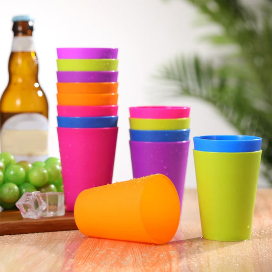 Cabilock 24Pcs Plastic Cups Reusable, Colorful Water Drinking Tumbler Cups, Reusable Nesting Capacity Beverage Mugs for Easter Parties Decor, BBQ Picnics, Smoothies, Juice, Stackable