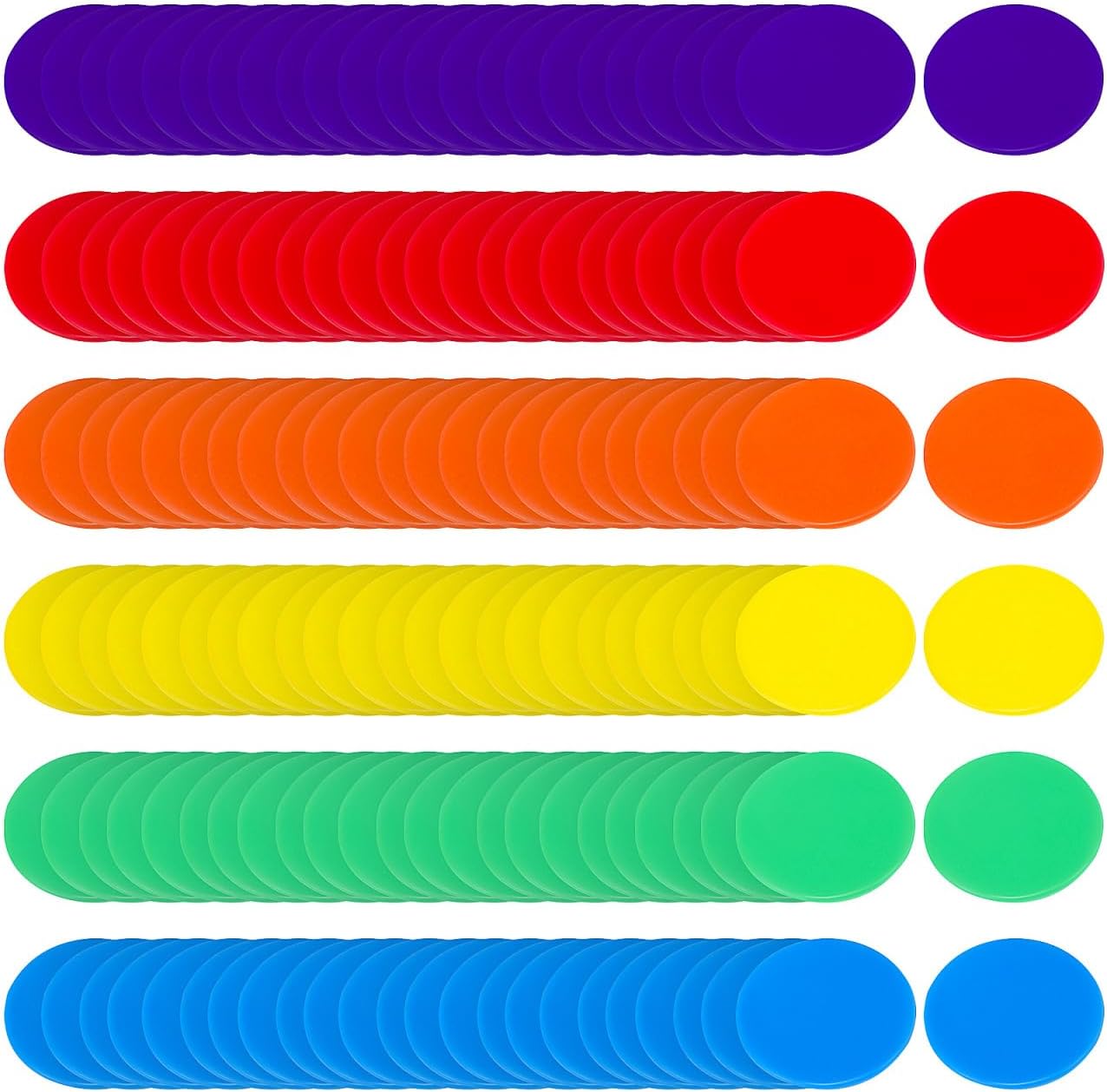 SAFIGLE 180 Pcs of 3/4 Inch Acrylic 6 Color Clear Bingo Counting Chips Markers for Bingo Games, Math Learning, Poker Night, and Party Gaming Props