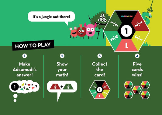 Evermade Adsumudi Math Game - Wild Ones - The Wildly Fun Game for Kids to Tame Fractions, Decimals, Money, Big Numbers and Mental Math - Great for Ages 9 and Up