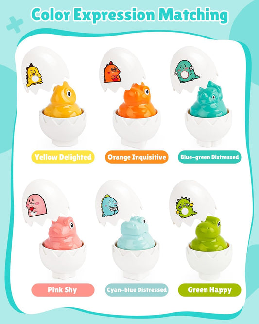 CPSYUB Matching Egg Toy 12 PCS for Toddlers Ages 1-3 Kids, Easter Eggs Shape & Color Recognition with Carton, Montessori Sensory Sorter Toddler Toys for Travel Play, Gifts for Year Old Baby (Yellow)