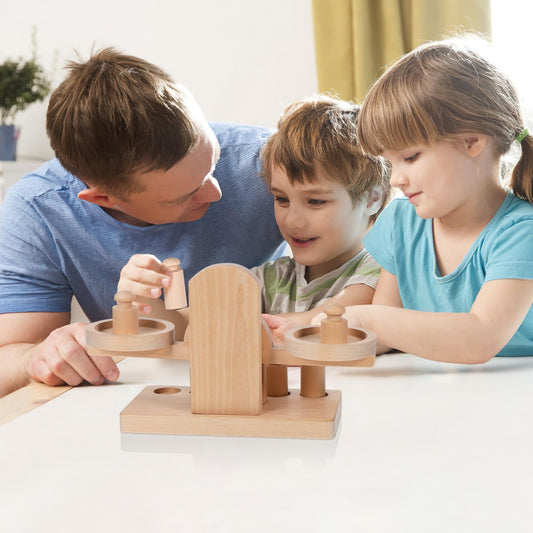 Wooden Balance Scale Toy Set for Kids - Educational Math Balance Beam with Pan Scale - Stem Learning Toy for Preschoolers and Toddlers
