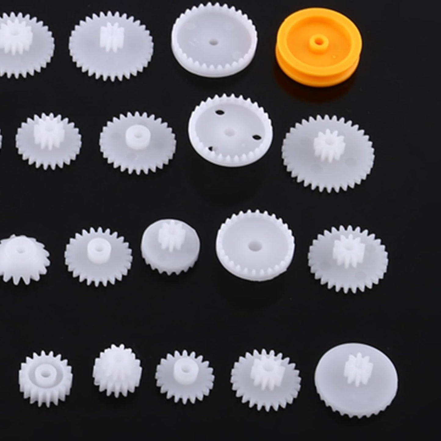 Walfront Plastic Motor Gears Robot Gear Kit Pulley Belt Single Double Crown Gears Set for DIY Car Robot (64 Kinds)