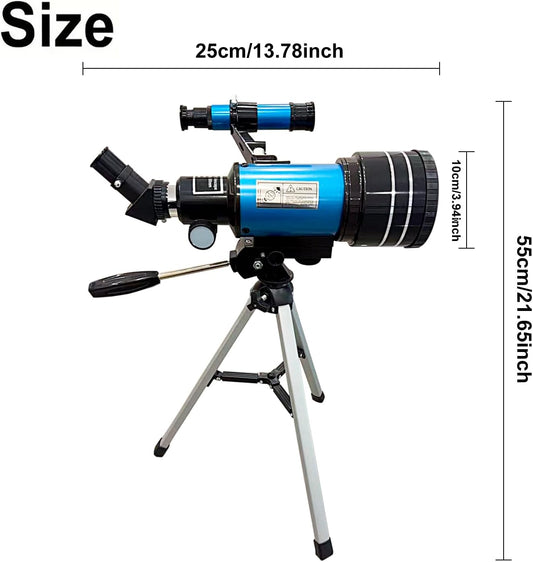 Astronomical Astronomical Telescope 150X High-Powered,Portable with 70mm Aperture (HD Refractor, Tripod, Phone Adapter, and Wireless Remote) Ideal for Stargazing and Space Exploration