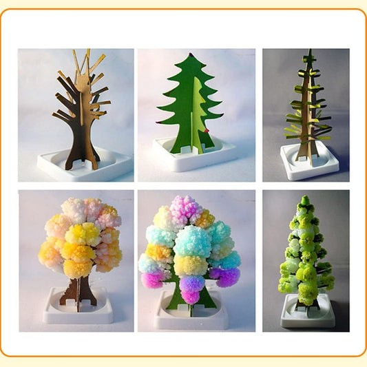 3 in 1 Mini Christmas Tree Magic Growing, Magic Growing Christmas Trees, Colorful DIY Crystal Growing Kit, Paper Tree Christmas Decorations, Xmas Ornament Gift for Boys and Girls