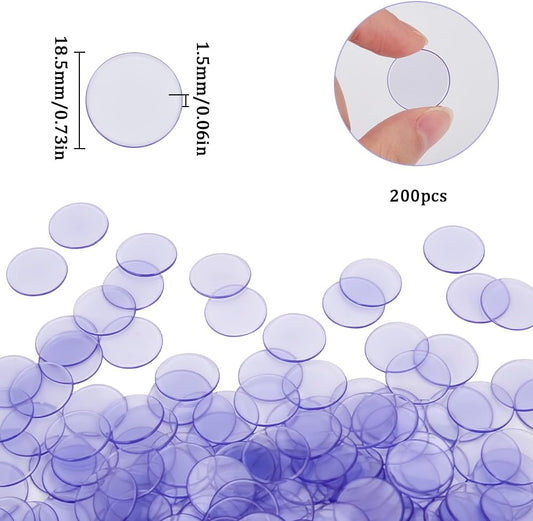 200Pcs Plastic Learning Counters Purple Counting Chips Round Flat Discs Decorative Christmas Ornament Disks Markers Translucent Circles Mosaic Tile for Math Practice Learning School Supplies