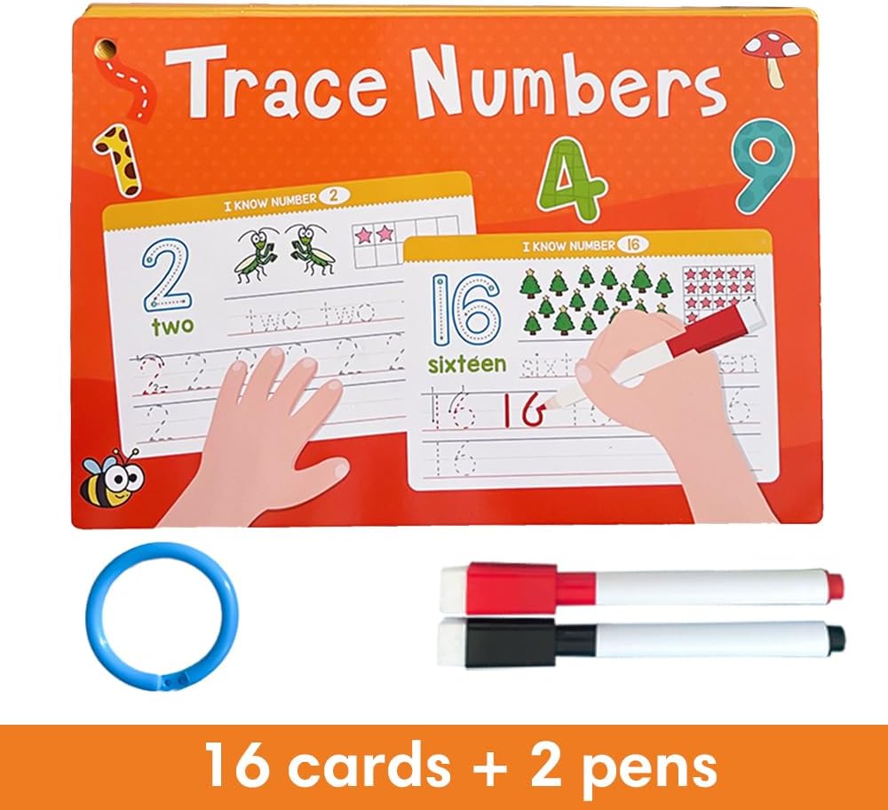 Lachilly 1-100 Double-Side Flashcards - Dry Erase Handwriting Practice Learning Tracing Number Flash Cards - Preschool Pre Kindergarten Educational Resources for Toddlers Age 3-5
