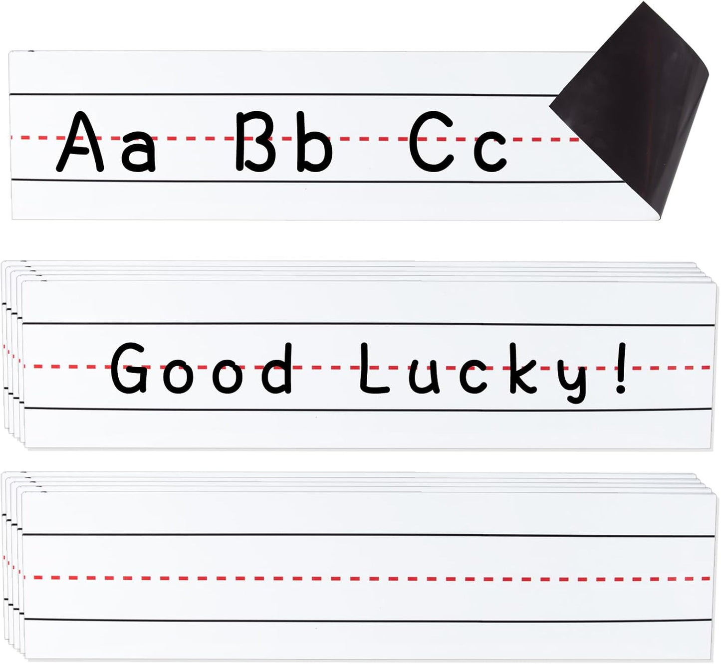 Magnetic Sentence Strips for Whiteboard, 10-Pack 3"x12" Reusable Dry Erase Handwriting Practice Strips, Teacher Supplies for Classroom & Homeschool