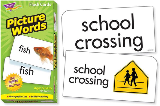 Trend Enterprises: Picture Words Skill Drill Flash Cards, Content-Rich Self-Checking Cards to Practice and Master, Great for Skill Building, 96 Cards Included, Ages 5 and Up