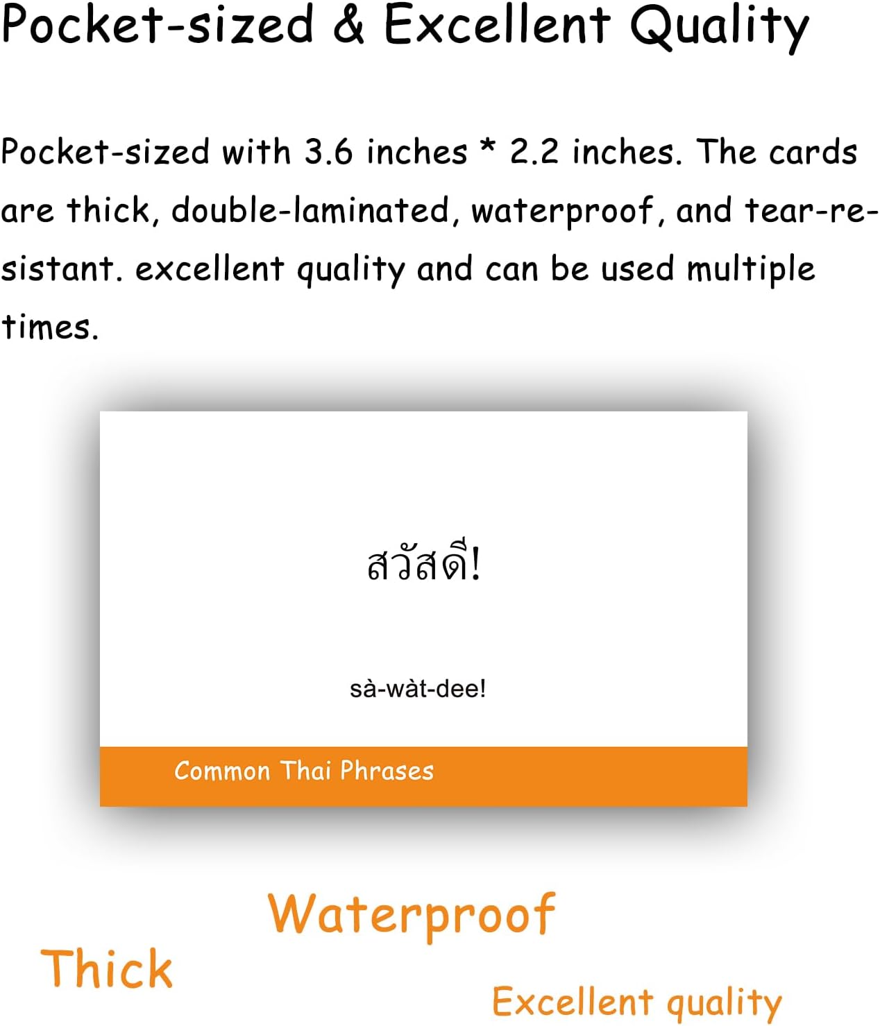 100 Essential Thai Phrases Flash Cards for Adults - Learn Thai Phrases for Beginners with Durable & Portable Flashcards- Thai Flashcards Simple Phrases
