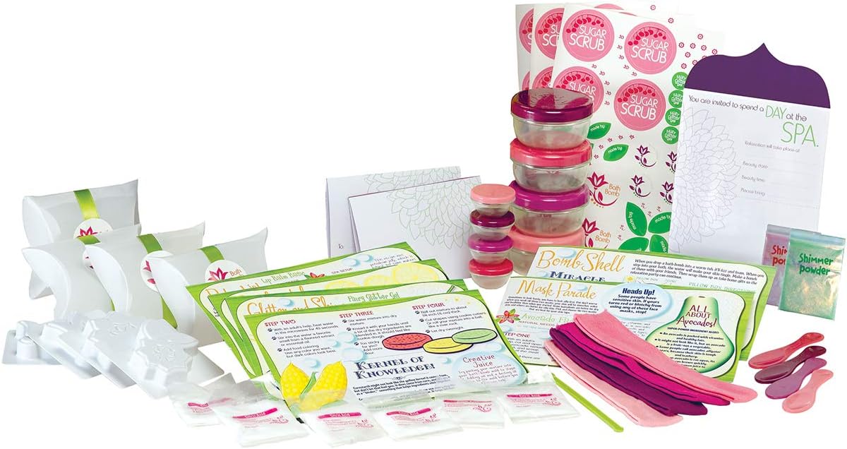 SMARTLAB Toys All Natural Spa Lab - 22Piece - 30 Soothing Spa Recipes - Includes 4 Bath Bomb Molds & 2 Lip Balm Pots