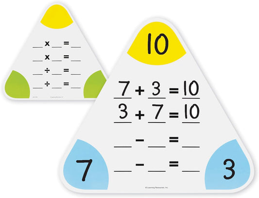Learning Resources Write & Wipe Fact Family Boards - Elementary Math Manipulatives, Math White Boards for Students, Addition and Subtraction White Board for Kids, Dry Erase Multiplication and Division