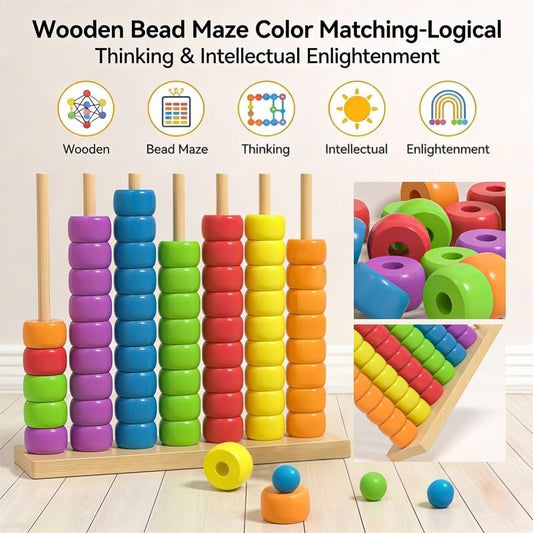 RAINPOT Color Matching Stacking Ring Puzzle Game, Color Sorting Stack and Solve Tabletop Logic Challenge with 60 Rings & Wooden Rack, 2 Player Brain Teaser Competitive Family Game Night (2PCS)