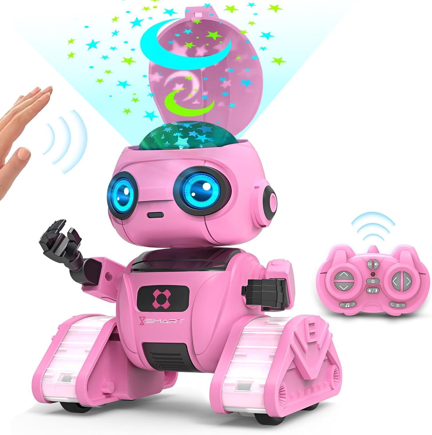 Robot Toys for Boys and Girls, Rechargeable Remote Control Robot with Auto-Demonstration, Light Projection, Dance Moves, Music, and Gesture Sensing –Toy Robot Gifts for 6+ Year Old Boys (Blue)