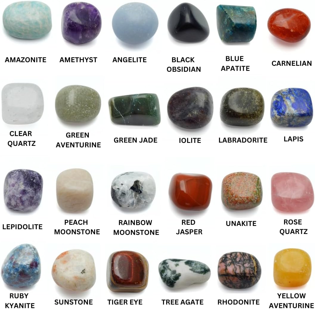 24 Polished Tumble, Rock and Mineral Collection, Crystals and Rock Collector Gifts, Rock and Crystal Kit
