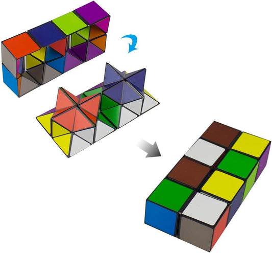Magic Star Cube,SHONCO 2 in 1 Combo Infinity Cube Toy Transforming Geometric Puzzle 3D Assembly Fidget Stress Anxiety Relief Magic Puzzle Cubes for Kids and Adults