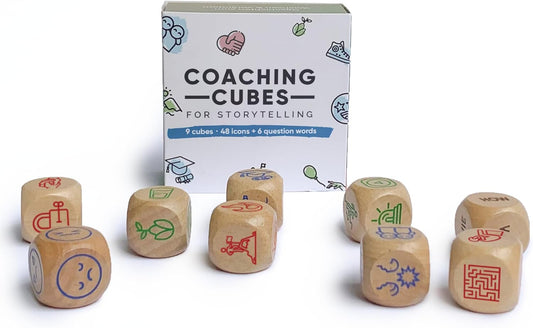 metaFox Coaching Cubes for Storytelling - Engage, Learn and Grow - Mindfulness Dice use as Therapy Materials, School Counselor Supplies, Learning Resources Cubes and Indoor Games for Adults