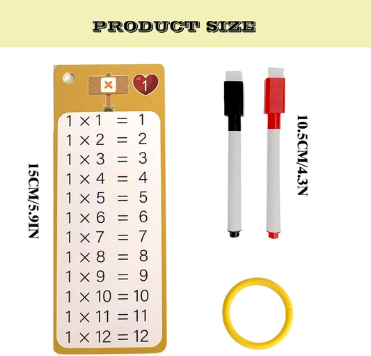 Multiplication Flash Cards 0-12, Times Table Flash Cards Including 15 Cards, 2 Dry Erase Markers Multiplication Chart Math Flashcards for 1st to 3rd Grades, Classroom and Home