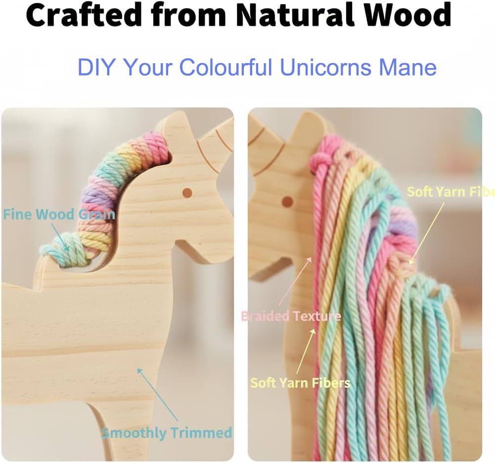 Eray Wooden Unicorn Lacing Montessori braiding Toys for Kids DIY Toy Plane Activities Car Travel Toy Educational Learning Threading for Fine Motor Skills