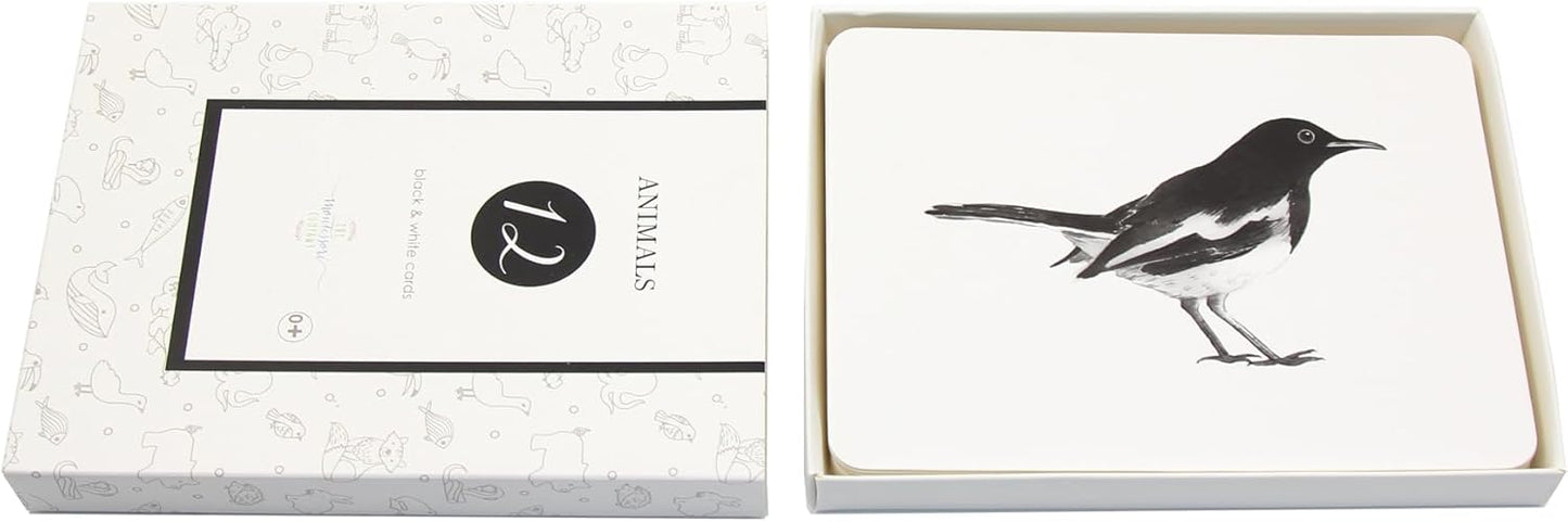 Montessori Black and White Baby Cards – High Contrast Animal Flash Cards for Newborn Visual Stimulation, Tummy Time & Infant Development (12 Cards)