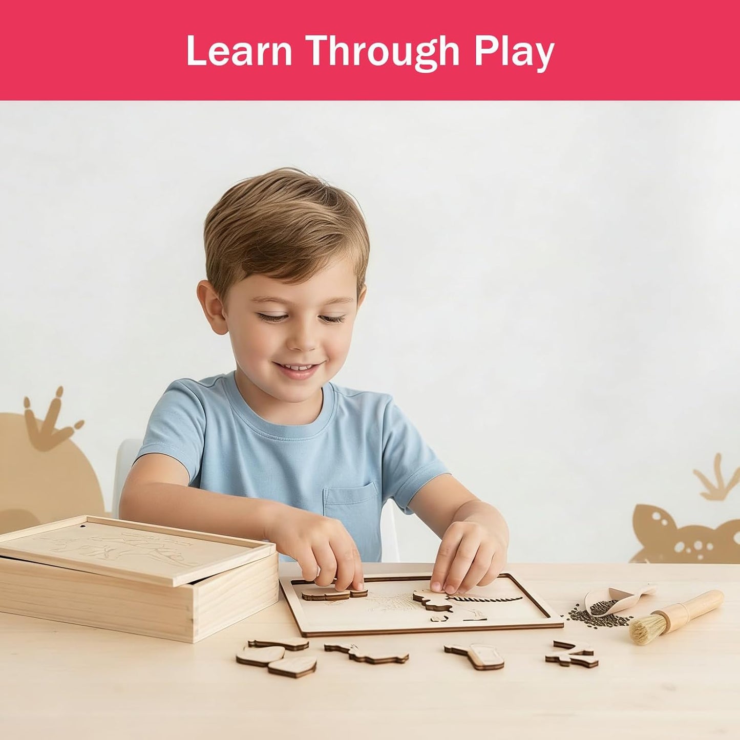 Dino Excavation Archaeology Dig Kit, Fossil Digging Kit for Kids, Dinosaur Skeletons Bones Puzzle Game with Wooden Storage Box, STEM Toys for Boys and Girls (Stegosaurus)
