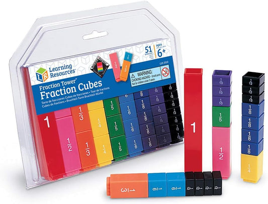 Learning Resources Fraction Tower Fraction Cubes, Kids Blocks, 51 Piece Set, Ages 6+
