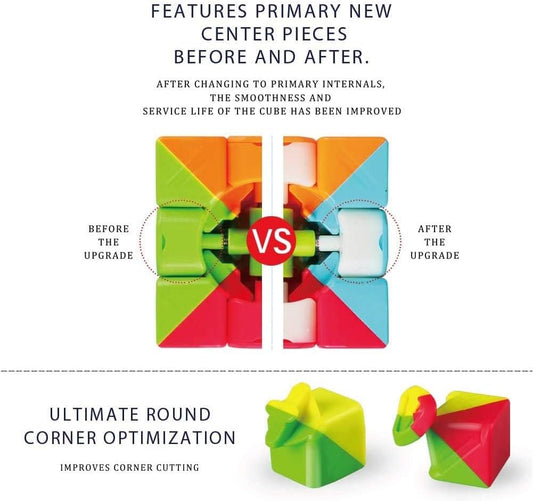 QY Toys Warrior W Speed Cube 3x3- Stickerless Magic Cube 3x3x3 Puzzles Toys (56mm), The Most Educational Toy to Effectively Improve Your Child's Concentration. (Standard Edition)